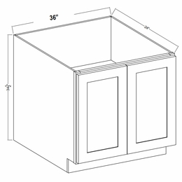 Lunar Gray BFH36: Full Height Double Door Base Cabinet: Assembled Kitchen Cabinets