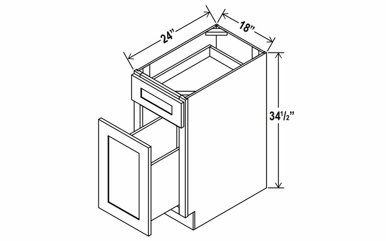 Lunar Gray BWB18: Base Waste Basket Cabinet: Assembled Kitchen Cabinets
