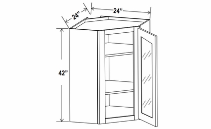Lunar Gray DCW2442GD: Wall Diagonal Glass Door Corner Cabinet: Assembled Kitchen Cabinets