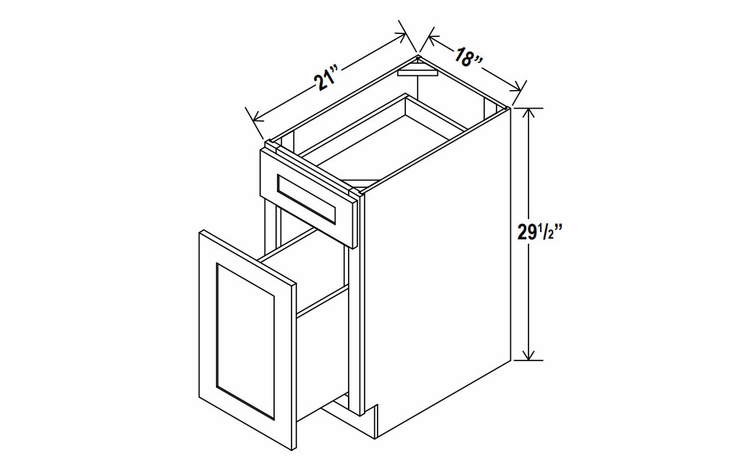 Lunar Gray DFB18: Document File Base Cabinet: Assembled Kitchen Cabinets
