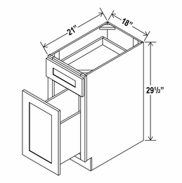 Lunar Gray DFB18: Document File Base Cabinet: Assembled Kitchen Cabinets