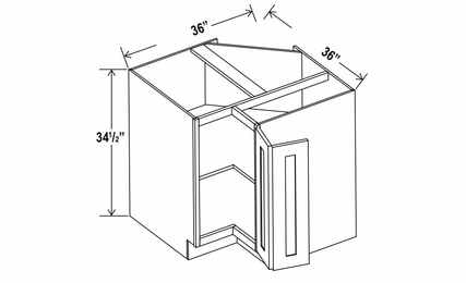 Lunar Gray ERB36: Easy Reach Base Cabinet: Assembled Kitchen Cabinets