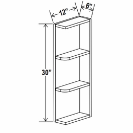 Lunar Gray OE630: Open End Shelf: Assembled Kitchen Cabinets