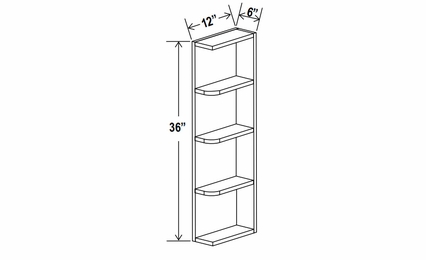 Lunar Gray OE636: Open End Shelf: Assembled Kitchen Cabinets