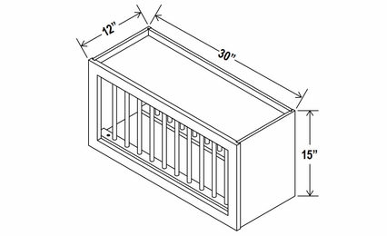 Lunar Gray PR3015: Plate Rack Cabinet: Assembled Kitchen Cabinets