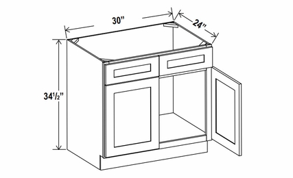 Lunar Gray SB30: Sink Base Cabinet: Assembled Kitchen Cabinets