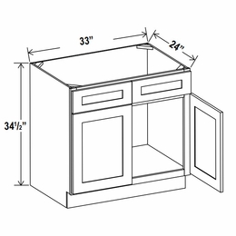Lunar Gray SB33: Sink Base Cabinet: Assembled Kitchen Cabinets