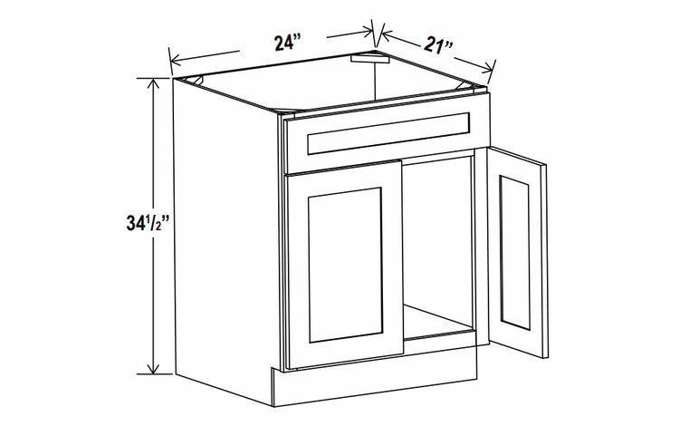 Lunar Gray VS24: Vanity Sink Base Cabinet: Assembled Kitchen Cabinets