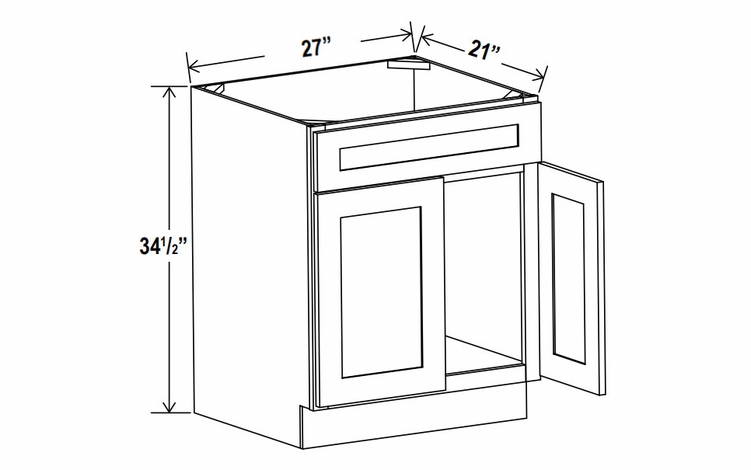 Lunar Gray VS27: Vanity Sink Base Cabinet: Assembled Kitchen Cabinets