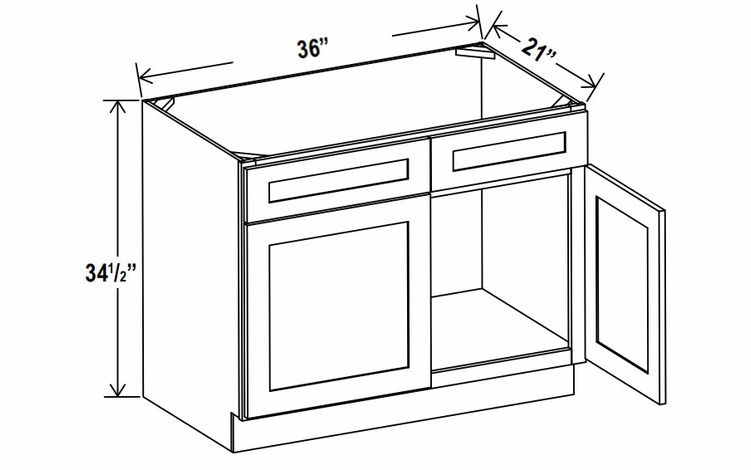 Lunar Gray VS36: Vanity Sink Base Cabinet: Assembled Kitchen Cabinets