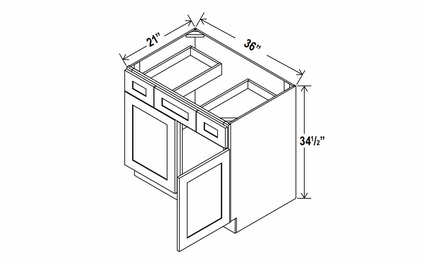 Lunar Gray VSD36: Vanity Sink Drawer Base Cabinet: Assembled Kitchen Cabinets