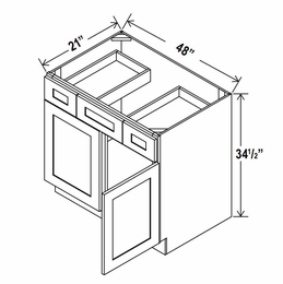 Lunar Gray VSD48: Vanity Sink Drawer Base Cabinet: Assembled Kitchen Cabinets