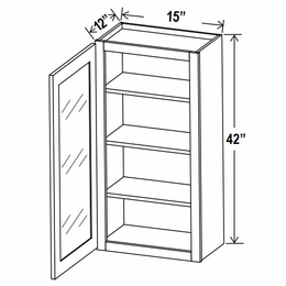 Lunar Gray W1542GD: 42"High Wall Cabinet With 1 Glass Door: Assembled Kitchen Cabinets