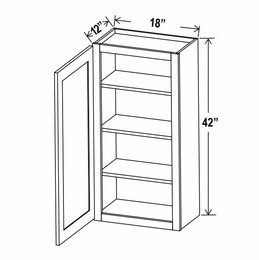 Lunar Gray W1842: Single Door Wall Cabinet: Assembled Kitchen Cabinets
