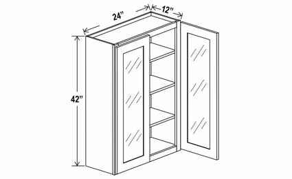 Lunar Gray W2442GD: 42"High Wall Cabinet With 2 Glass Doors: Assembled Kitchen Cabinets