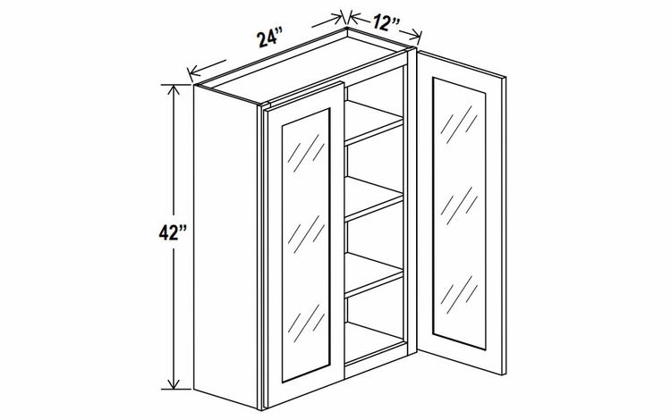 Lunar Gray W2442GD: 42"High Wall Cabinet With 2 Glass Doors: Assembled Kitchen Cabinets