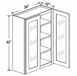 Lunar Gray W2442GD: 42"High Wall Cabinet With 2 Glass Doors: Assembled Kitchen Cabinets