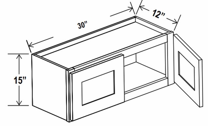 Lunar Gray W3015: Double Door Wall Cabinet: Assembled Kitchen Cabinets