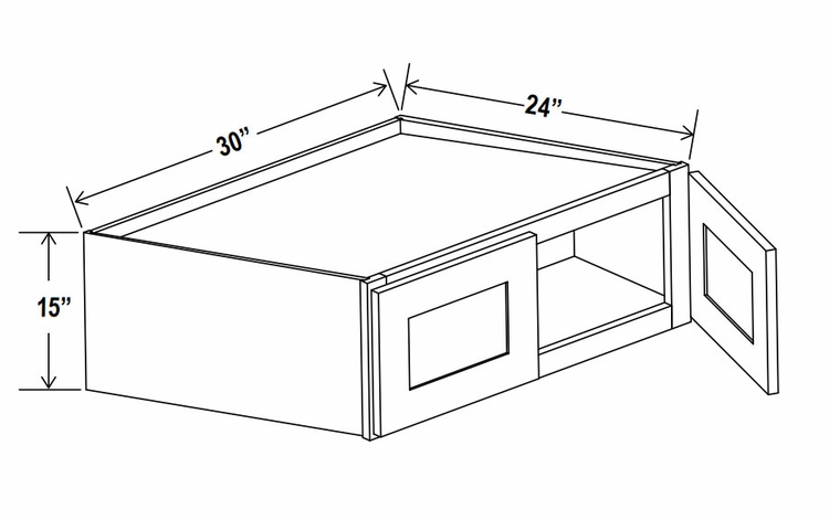 Lunar Gray W301524: Wall Refrigerator Cabinet: Assembled Kitchen Cabinets