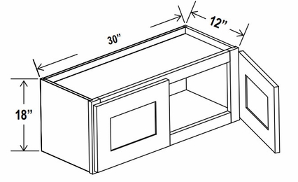 Lunar Gray W3018: Double Door Wall Cabinet: Assembled Kitchen Cabinets