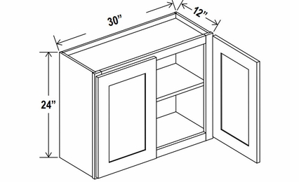 Lunar Gray W3024: Double Door Wall Cabinet: Assembled Kitchen Cabinets
