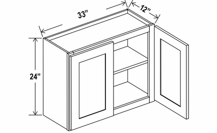 Lunar Gray W3324: Double Door Wall Cabinet: Assembled Kitchen Cabinets