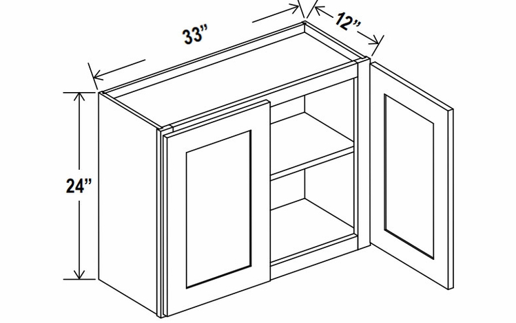 Lunar Gray W3324: Double Door Wall Cabinet: Assembled Kitchen Cabinets