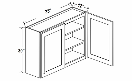 Lunar Gray W3330: Double Door Wall Cabinet: Assembled Kitchen Cabinets