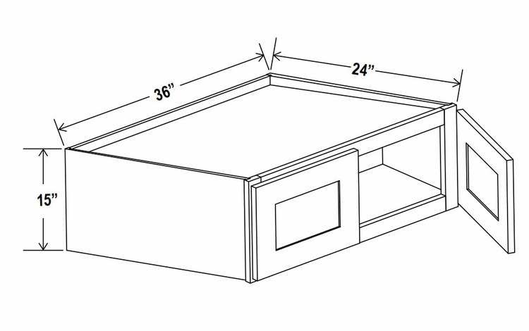 Lunar Gray W361524: Wall Refrigerator Cabinet: Assembled Kitchen Cabinets