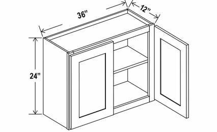 Lunar Gray W3624: Double Door Wall Cabinet: Assembled Kitchen Cabinets