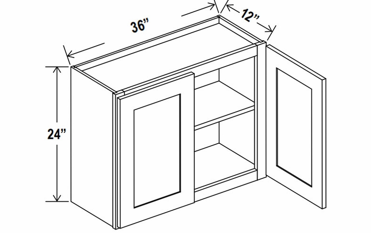 Lunar Gray W3624: Double Door Wall Cabinet: Assembled Kitchen Cabinets