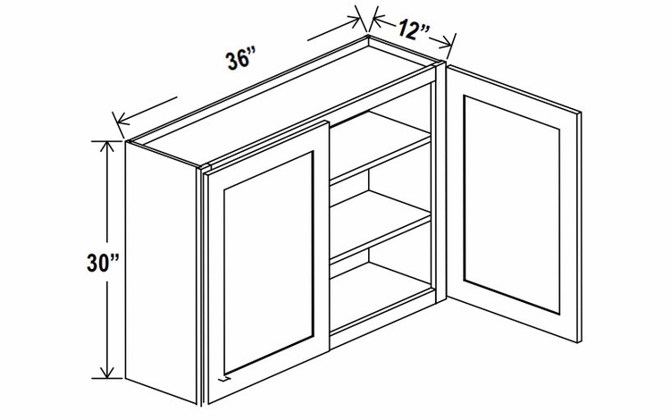 Lunar Gray W3630: Double Door Wall Cabinet: Assembled Kitchen Cabinets