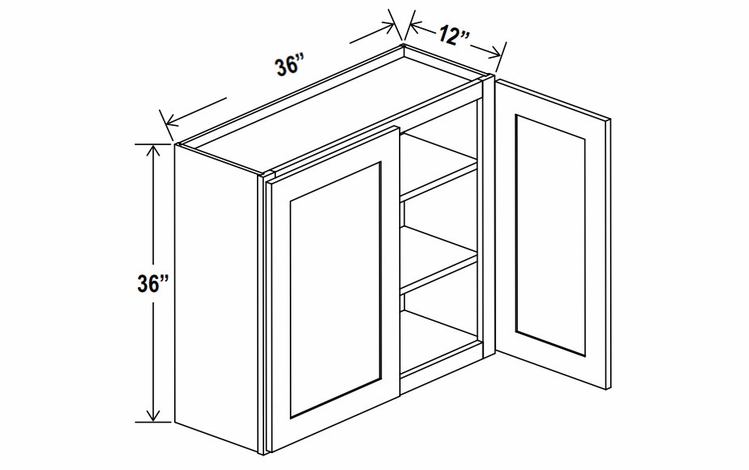 Lunar Gray W3636: Double Door Wall Cabinet: Assembled Kitchen Cabinets