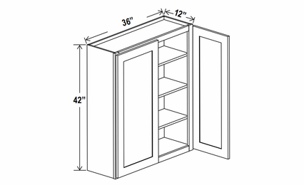 Lunar Gray W3642: Double Door Wall Cabinet: Assembled Kitchen Cabinets