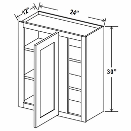 Lunar Gray WBC2430: Wall Blind Corner Cabinet: Assembled Kitchen Cabinets