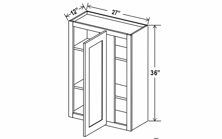 Lunar Gray WBC2736: Wall Blind Corner Cabinet: Assembled Kitchen Cabinets