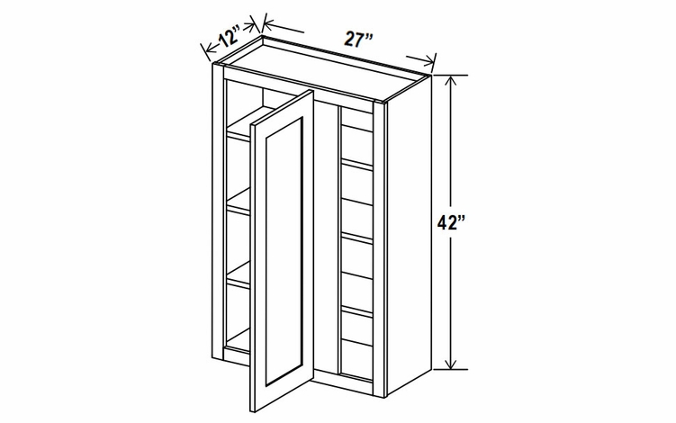 Lunar Gray WBC2742: Wall Blind Corner Cabinet: Assembled Kitchen Cabinets