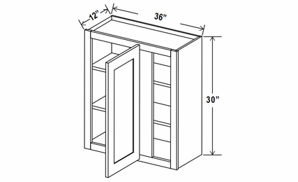 Lunar Gray WBC3630: Wall Blind Corner Cabinet: Assembled Kitchen Cabinets