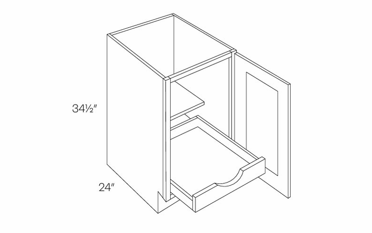Luxor Espresso B18-FH-POS1: Full Height 1 Door Base Cabinet W/1 POS: Assembled Kitchen Cabinets