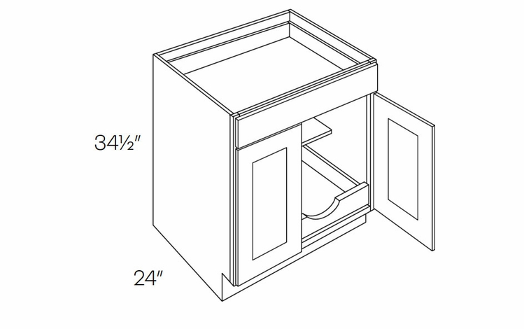 Luxor Espresso B27-POS1: 2 Door, 1 Drawer Base Cabinet With 1 Pull Out Shelf: Assembled Kitchen Cabinets