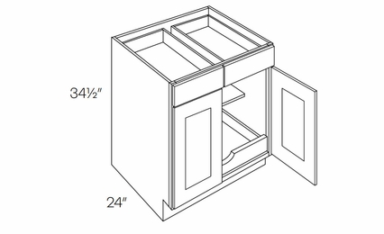 Luxor Espresso B30-POS1: 2 Door, 2 Drawer Base Cabinet With 1 Pull Out Shelf: Assembled Kitchen Cabinets