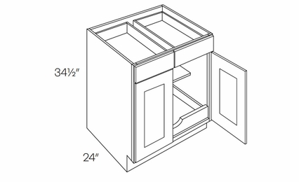 Luxor Espresso B36-POS1: 2 Door, 2 Drawer Base Cabinet With 1 Pull Out Shelf: Assembled Kitchen Cabinets