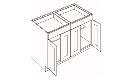 Luxor Espresso B48: 2 Drawer 4 Door Base Cabinet: Assembled Kitchen Cabinets