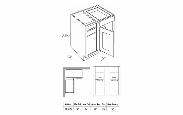 Luxor Espresso BLB42/45: Blind Base Cabinet: Assembled Kitchen Cabinets