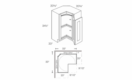 Luxor Espresso CAR33R: Right Lazy Susan Corner Base Cabinet: Assembled Kitchen Cabinets