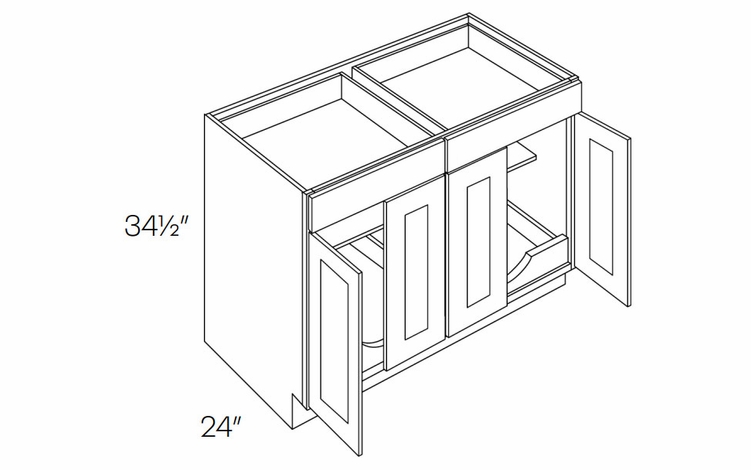 Luxor Harvest B48-POS2: 4 Door, 2 Drawer Base Cabinet With 2 Pull Out Shelves: Assembled Kitchen Cabinets