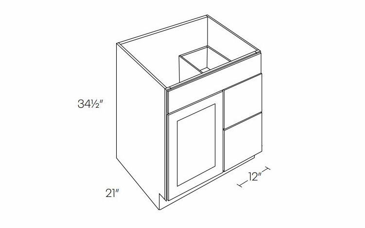 Luxor Harvest V30DR: Right 1 Door 2 Drawer Vanity Sink Base Cabinet: Assembled Kitchen Cabinets
