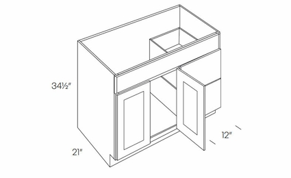 Luxor Harvest V42DR: Right 2 Door 2 Drawer Vanity Sink Base Cabinet: Assembled Kitchen Cabinets