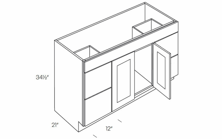 Luxor Harvest V48DD: 2 Door 4 Drawer Vanity Sink Base Cabinet: Assembled Kitchen Cabinets