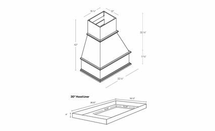 Luxor Harvest WHT30: Traditional Wood Hood: Assembled Kitchen Cabinets